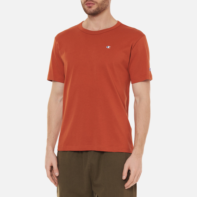 Мужская футболка Champion Reverse Weave, цвет оранжевый, размер XL 216545-MS053 Basic C Logo Crew Neck Comfort Fit - фото 3