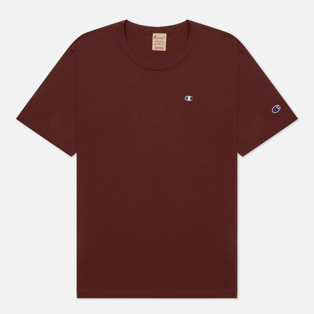 Мужская футболка Champion Reverse Weave Basic C Logo Crew Neck Comfort Fit, цвет бордовый, размер S