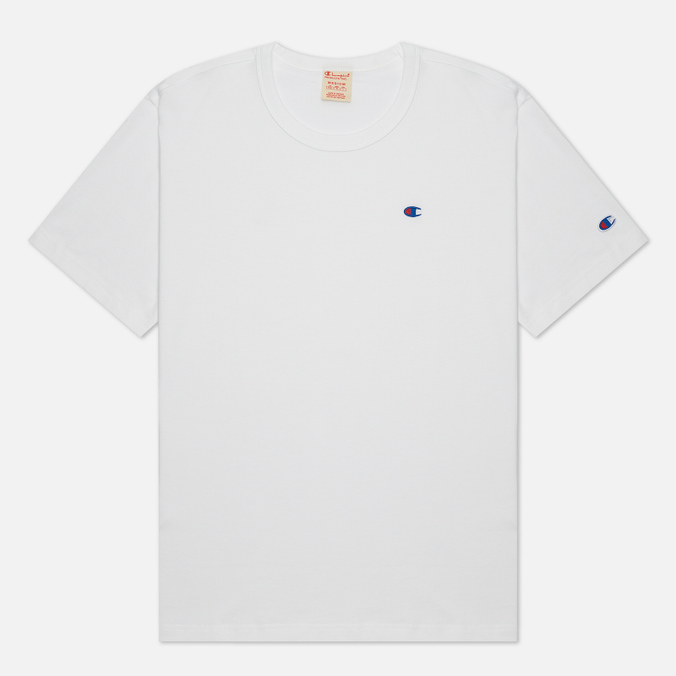 Мужская футболка Champion Reverse Weave, цвет белый, размер S 216545-WW001 Basic C Logo Crew Neck Comfort Fit - фото 1