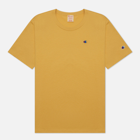 Мужская футболка Champion Reverse Weave Basic C Logo Crew Neck Comfort Fit, цвет жёлтый, размер XS