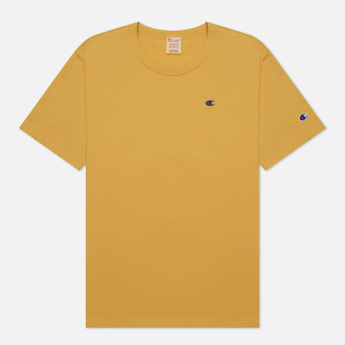 Мужская футболка Champion Reverse Weave, цвет жёлтый, размер L 216545-YS108 Basic C Logo Crew Neck Comfort Fit - фото 1