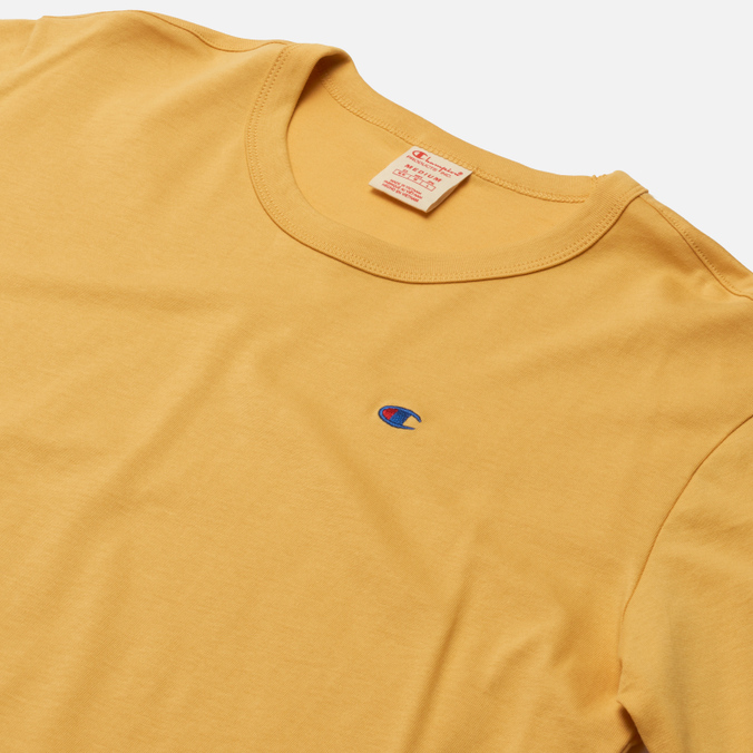 Мужская футболка Champion Reverse Weave, цвет жёлтый, размер L 216545-YS108 Basic C Logo Crew Neck Comfort Fit - фото 2