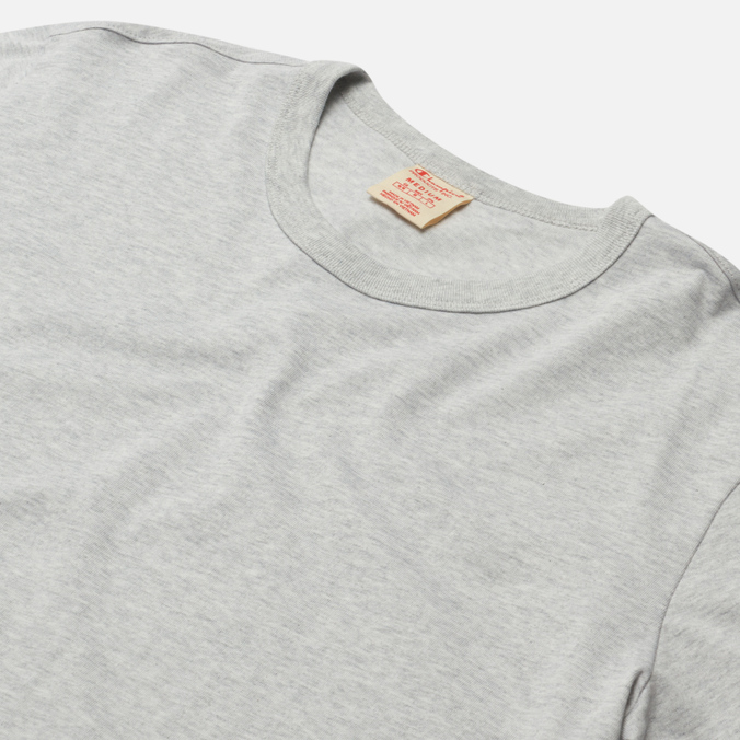 Мужская футболка Champion Reverse Weave, цвет серый, размер L 216546-EM004 Basic Crew Neck Comfort Fit - фото 2
