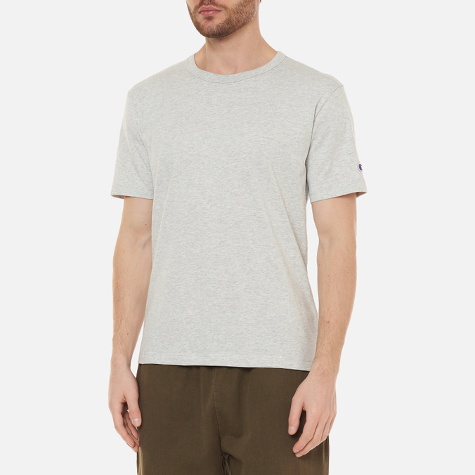 Мужская футболка Champion Reverse Weave, цвет серый, размер L 216546-EM004 Basic Crew Neck Comfort Fit - фото 3