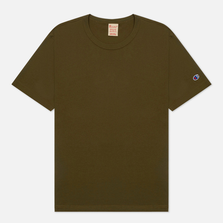 Мужская футболка Champion Reverse Weave Basic Crew Neck Comfort Fit, цвет оливковый, размер S