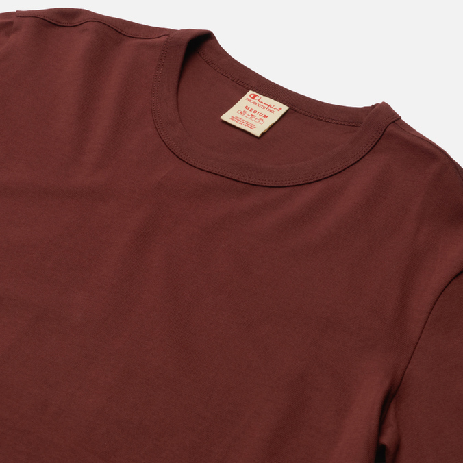 Мужская футболка Champion Reverse Weave, цвет бордовый, размер M 216546-MS544 Basic Crew Neck Comfort Fit - фото 2