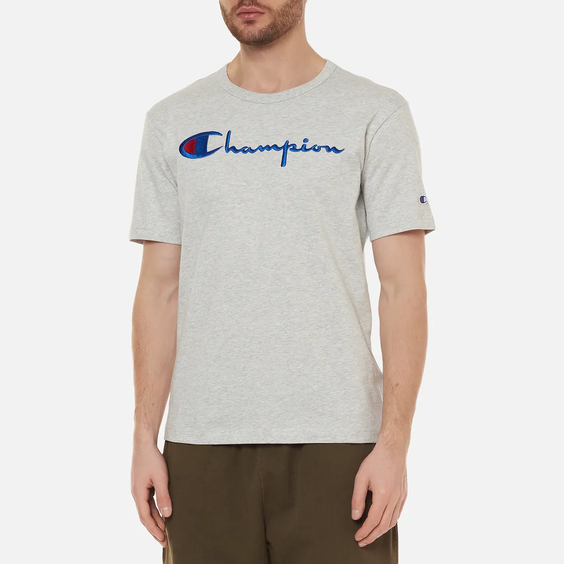 Champion Reverse Weave Мужская футболка Basic Big Script Logo Crew Neck Comfort Fit