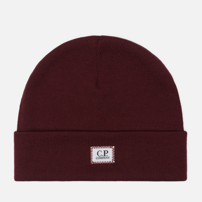 Шапка C.P. Company Extrafine Merino Wool Logo Label Ribbed