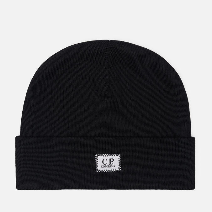 Шапка C.P. Company Extrafine Merino Wool Logo Label Ribbed