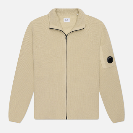 Мужской свитер C.P. Company Waffle Knit Cotton Zip Lens, цвет серый, размер XL