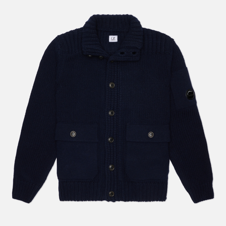 Мужской свитер C.P. Company Lambswool GRS Button Lens, цвет синий, размер L