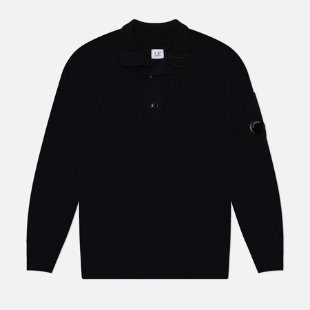 Мужской свитер C.P. Company Lambswool GRS Half Button, цвет чёрный, размер XL