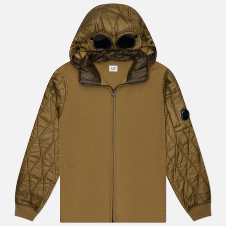 Мужская демисезонная куртка C.P. Company Merino Wool Mixed Quilted Goggle, цвет коричневый, размер M