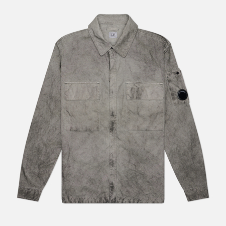 Мужская рубашка C.P. Company Panama-R Zipped Lens Overshirt, цвет серый, размер XXL