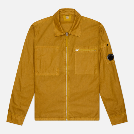 Мужская рубашка C.P. Company Cotton Plain Face Resined Zipped Lens Overshirt, цвет коричневый, размер L