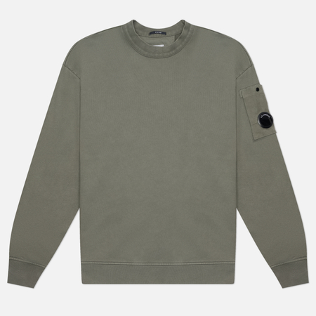 Мужская толстовка C.P. Company Brushed And Emerized Diagonal Fleece Mixed Boxy Crewneck Lens, цвет серый, размер L