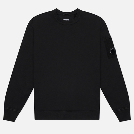 Мужская толстовка C.P. Company Brushed And Emerized Diagonal Fleece Mixed Boxy Crewneck Lens, цвет чёрный, размер L