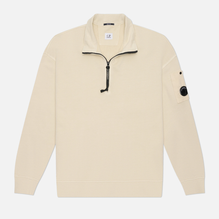 Мужская толстовка C.P. Company Brushed And Emerized Diagonal Fleece Mixed Boxy Half-Zip Lens, цвет серый, размер XXXL