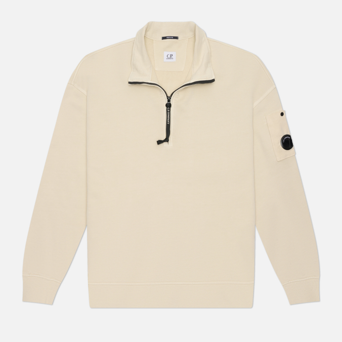 Мужская толстовка C.P. Company Brushed And Emerized Diagonal Fleece Mixed Boxy Half-Zip Lens