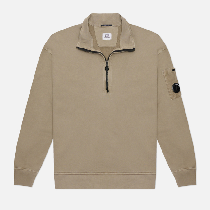 Мужская толстовка C.P. Company Brushed And Emerized Diagonal Fleece Mixed Boxy Half-Zip Lens