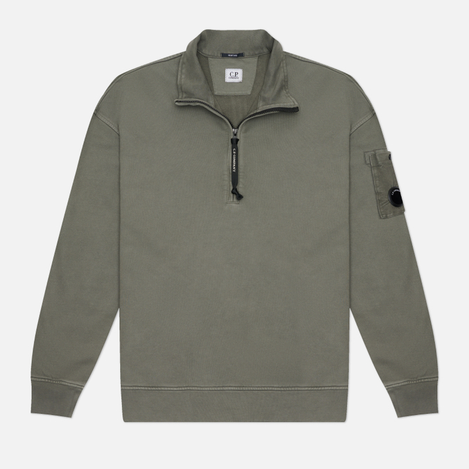 Мужская толстовка C.P. Company Brushed And Emerized Diagonal Fleece Mixed Boxy Half-Zip Lens