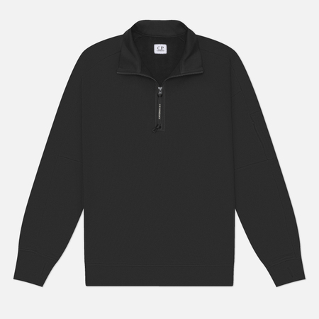 Мужская толстовка C.P. Company Diagonal Raised Fleece Half-Zip Lens, цвет чёрный, размер XL