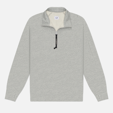 Мужская толстовка C.P. Company Diagonal Raised Fleece Half-Zip Lens, цвет серый, размер S