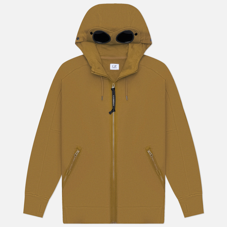 Мужская толстовка C.P. Company Diagonal Raised Fleece Goggle Zip, цвет коричневый, размер M