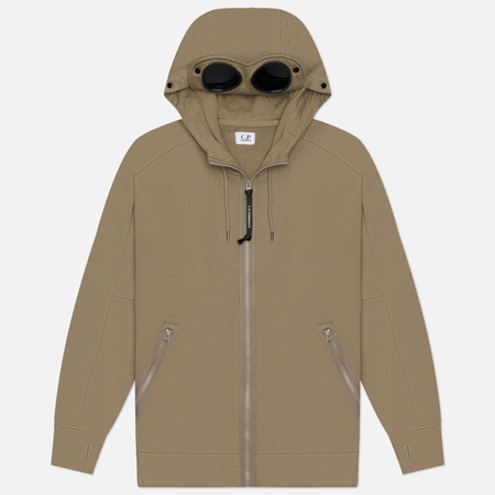 Мужская толстовка C.P. Company Diagonal Raised Fleece Goggle Zip, цвет бежевый, размер XXL