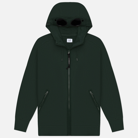 Мужская толстовка C.P. Company Diagonal Raised Fleece Goggle Zip, цвет зелёный, размер XXL