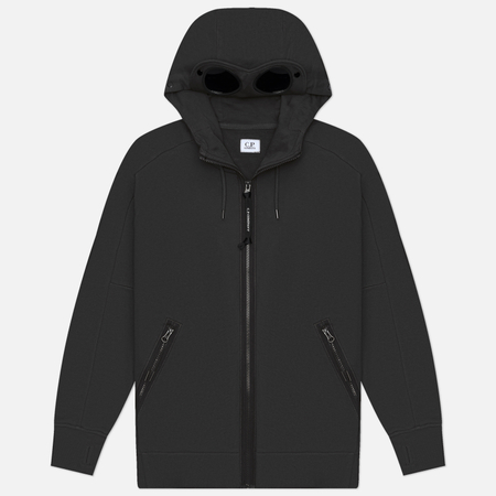 Мужская толстовка C.P. Company Diagonal Raised Fleece Goggle Zip, цвет чёрный, размер XL