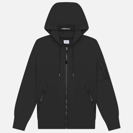 Мужская толстовка C.P. Company Diagonal Raised Fleece Zip Lens Hoodie, цвет чёрный, размер XL