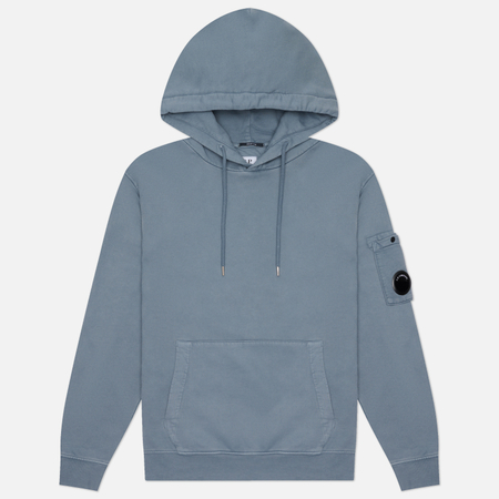 Мужская толстовка C.P. Company Brushed And Emerized Diagonal Fleece Hoodie Lens, цвет синий, размер XXL