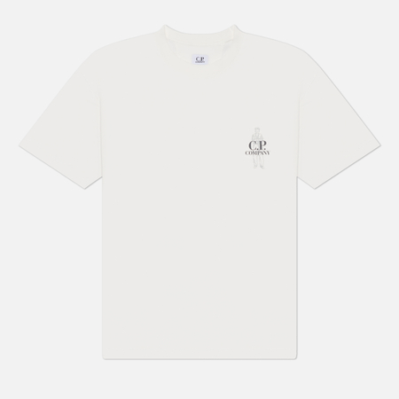 Мужская футболка C.P. Company 30/1 Jersey Comfort Logo Ribbed, цвет белый, размер M