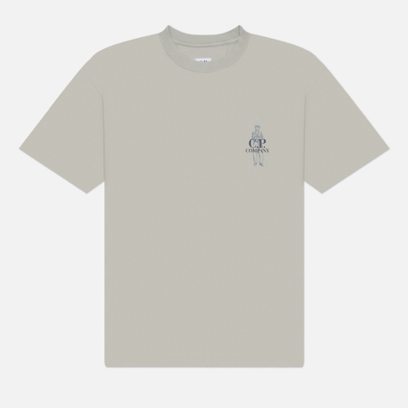 Мужская футболка C.P. Company 30/1 Jersey Comfort Logo Ribbed, цвет серый, размер M
