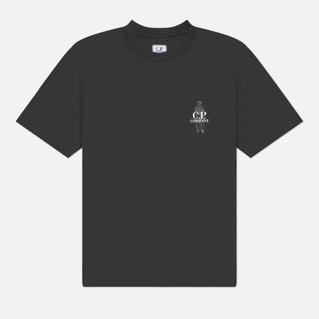 Мужская футболка C.P. Company 30/1 Jersey Comfort Logo Ribbed, цвет чёрный, размер M