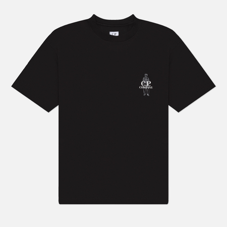 Мужская футболка C.P. Company 30/1 Jersey Comfort Logo Ribbed, цвет чёрный, размер XXXL