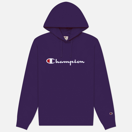 Мужская толстовка Champion Big Logo Fleece Hoodie, цвет фиолетовый, размер XL