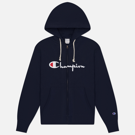 Мужская толстовка Champion Reverse Weave Pinnacle Full Zip Hoodie Relax Fit, цвет синий, размер L