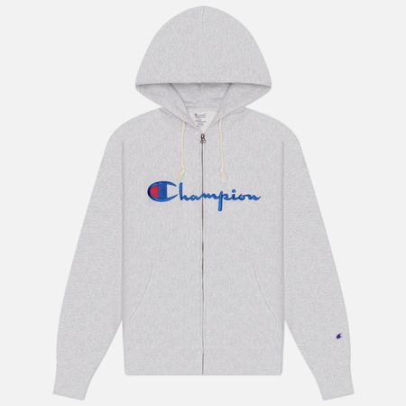 Мужская толстовка Champion Reverse Weave Pinnacle Full Zip Hoodie Relax Fit, цвет серый, размер XL
