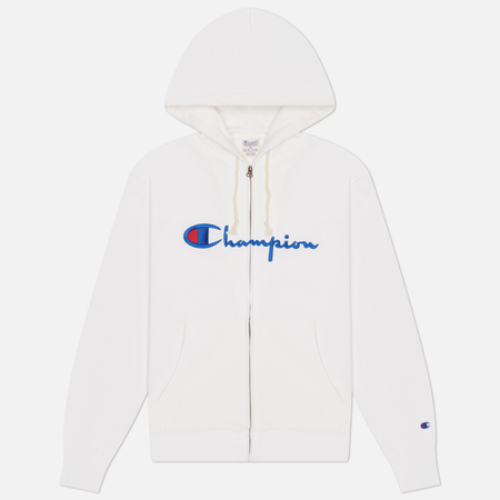 Мужская толстовка Champion Reverse Weave Pinnacle Full Zip Hoodie Relax Fit, цвет белый, размер L