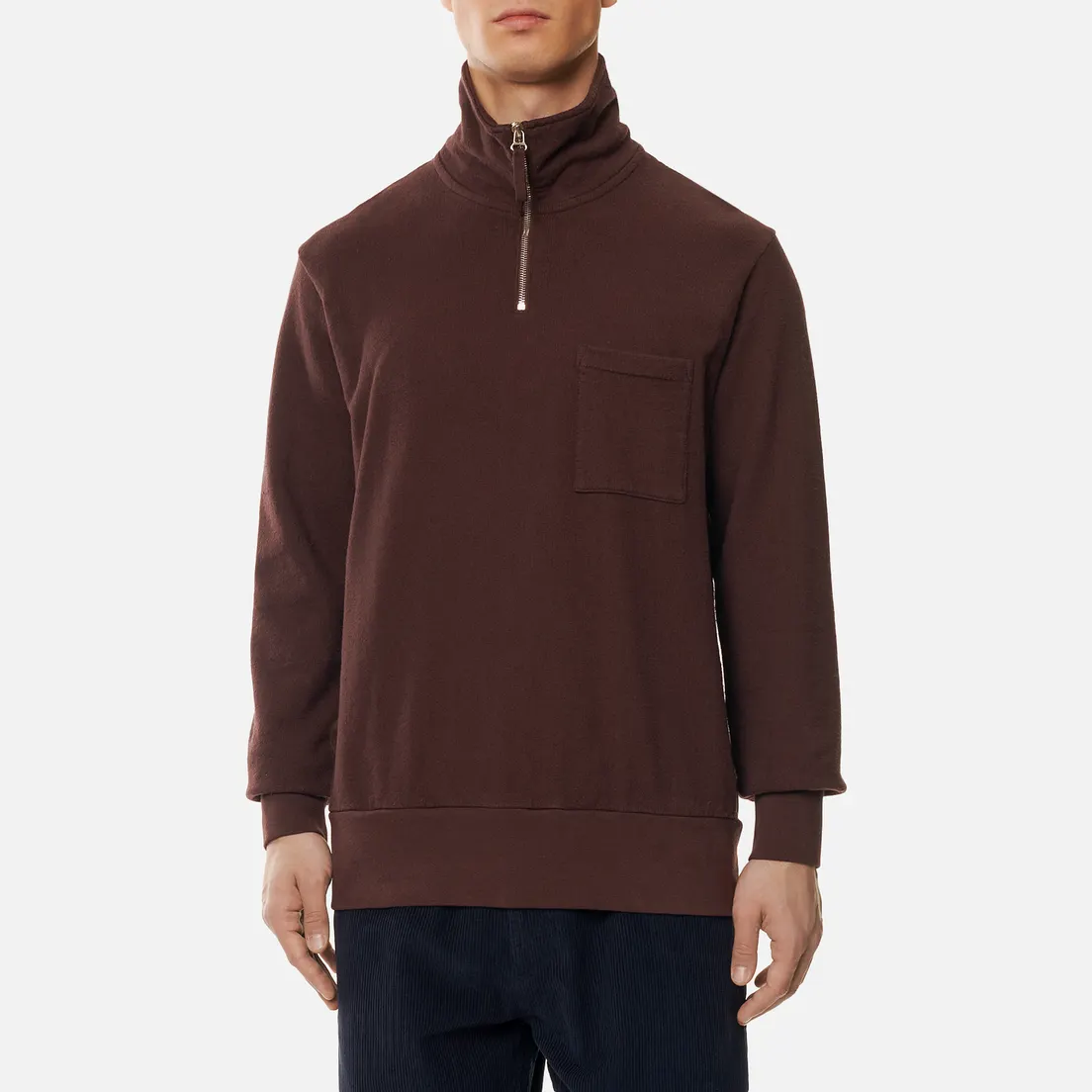 Universal Works Мужская толстовка Half Zip Dry Handle Loopback