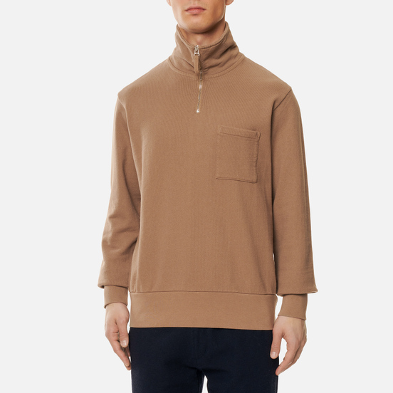 Мужская толстовка Universal Works Half Zip Dry Handle Loopback Dark Sand