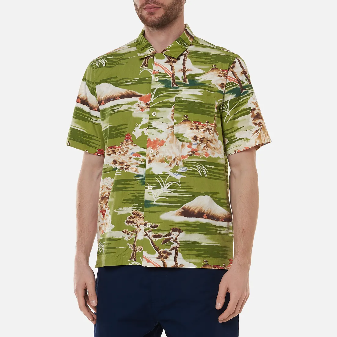 Universal Works Мужская рубашка Road Fuji Summer Print