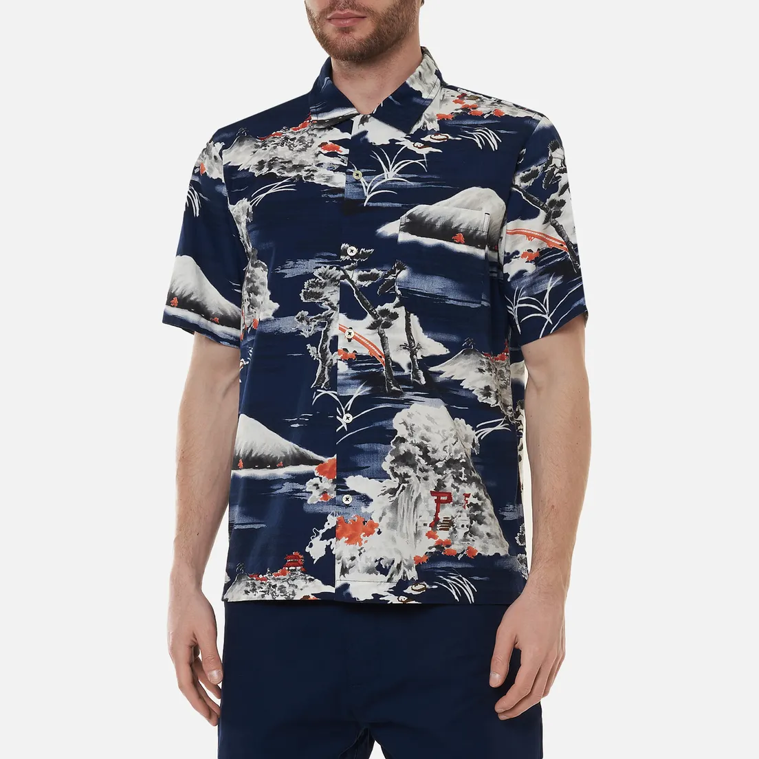 Universal Works Мужская рубашка Road Fuji Summer Print