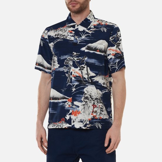 Мужская рубашка Universal Works Road Fuji Summer Print Navy