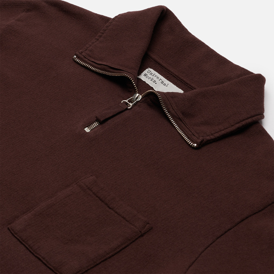 Мужская толстовка Universal Works Half Zip Dry Handle Loopback Brown