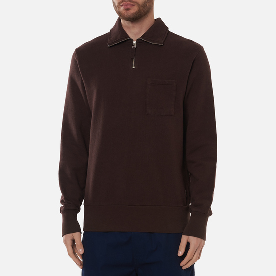 Мужская толстовка Universal Works Half Zip Dry Handle Loopback Brown