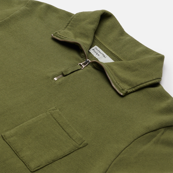 Мужская толстовка Universal Works Half Zip Dry Handle Loopback Olive