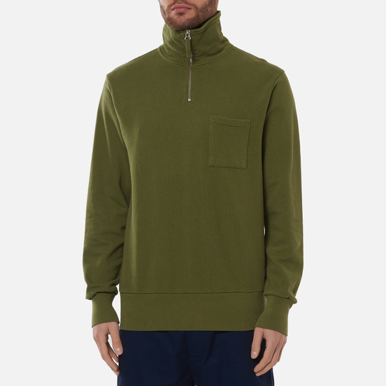 Мужская толстовка Universal Works Half Zip Dry Handle Loopback Olive